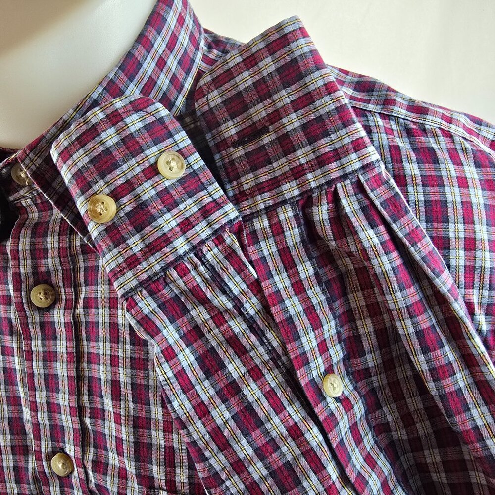 Charles Tyrwhitt Shirt Mens Large Red Plaid Non Iron Slim Fit Button Up Weekend - Picture 5 of 8